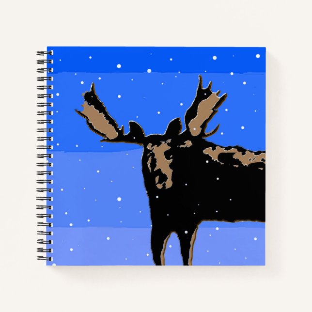Carnet Moose en hiver - Art original de la faune (Devant)