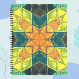 Carnet Mosaic kaléidoscope Carré orange jaune et vert