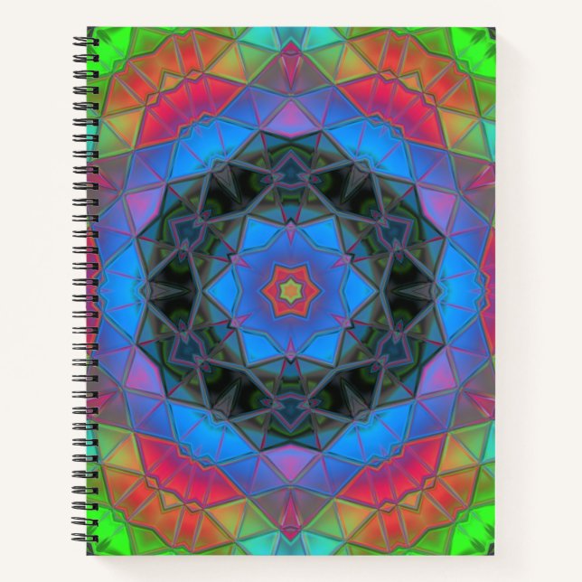 Carnet Mosaic Kaleidoscope Fleur arc en ciel (Devant)