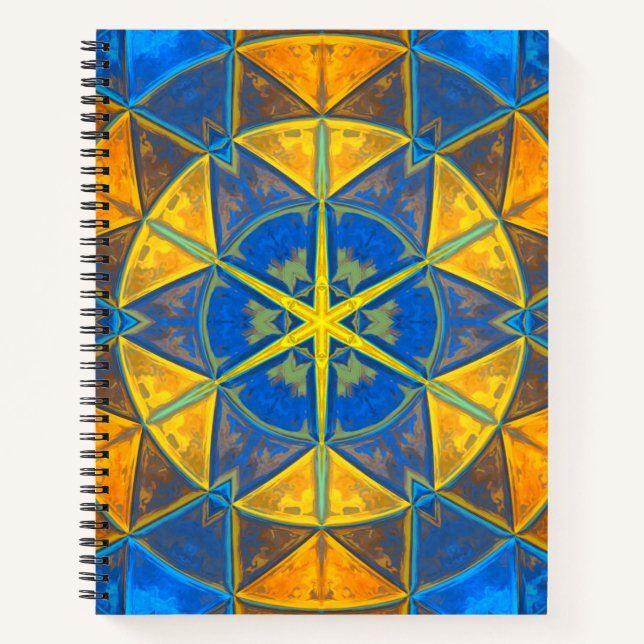 Carnet Mosaic Kaleidoscope Fleur Bleu et Jaune (Devant)