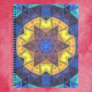 Carnet Mosaic Kaleidoscope Fleur Bleu et Jaune