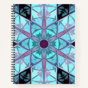 Carnet Mosaic Kaleidoscope Fleur Bleu et Rouge