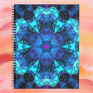 Carnet Mosaic Kaleidoscope Fleur bleu et violet