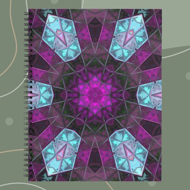 Carnet Mosaic Kaleidoscope Fleur bleu et violet (Créateur téléchargé)