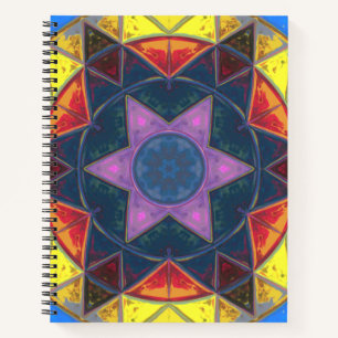 Carnet Mosaic Kaleidoscope Fleur Bleu Jaune et Rose