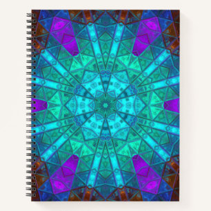 Carnet Mosaic Kaleidoscope Fleur Bleu pourpre et rouge