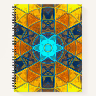Carnet Mosaic Kaleidoscope Fleur Jaune et Bleu