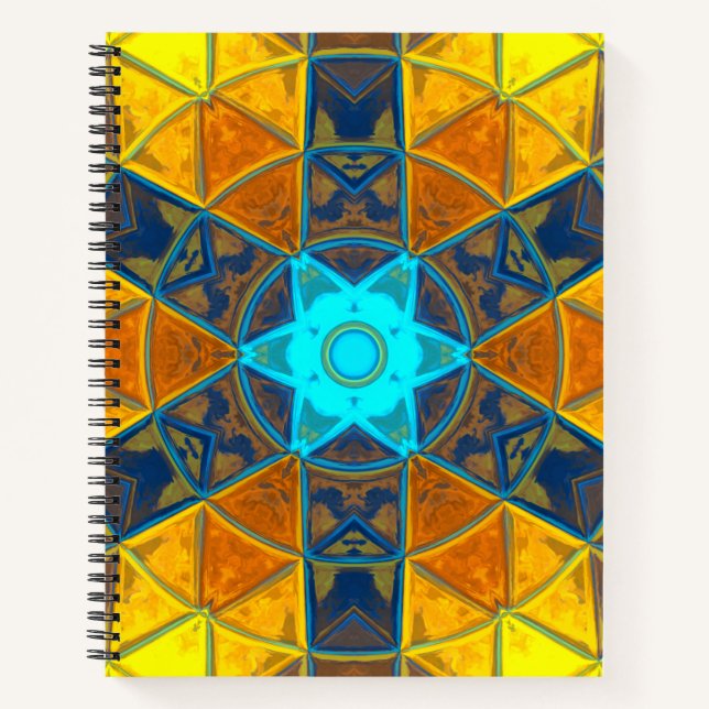Carnet Mosaic Kaleidoscope Fleur Jaune et Bleu (Devant)