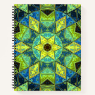 Carnet Mosaic Kaleidoscope Fleur Jaune et Bleu