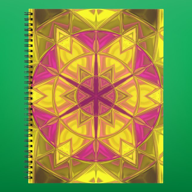 Carnet Mosaic Kaleidoscope Fleur Jaune et Rose (Créateur téléchargé)