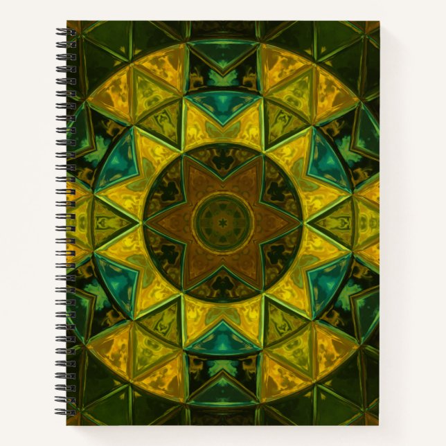 Carnet Mosaic Kaleidoscope Fleur Jaune et Vert (Devant)