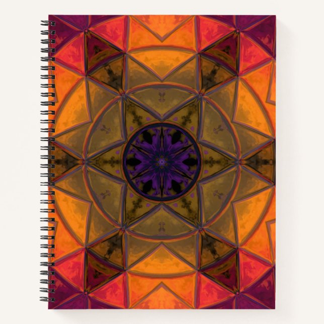 Carnet Mosaic Kaleidoscope Fleur Jaune et Violet (Devant)