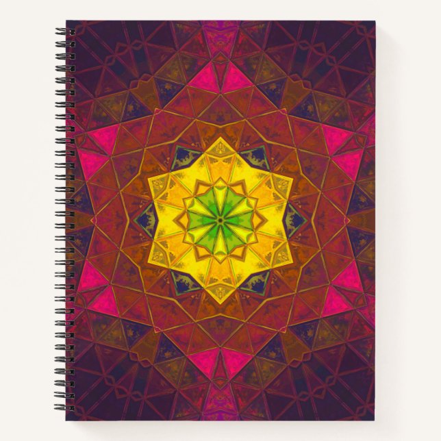 Carnet Mosaic Kaleidoscope Fleur Jaune violet et rose (Devant)