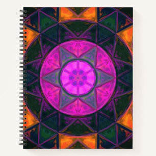 Carnet Mosaic Kaleidoscope Fleur rose violet et orange