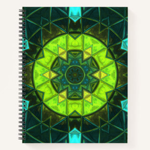 Carnet Mosaic Kaleidoscope Fleur Vert et Bleu