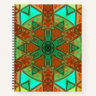 Carnet Mosaic Kaleidoscope Fleur vert et orange