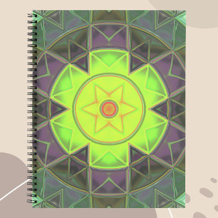 Carnet Mosaic Kaleidoscope Fleur vert pourpre et jaune