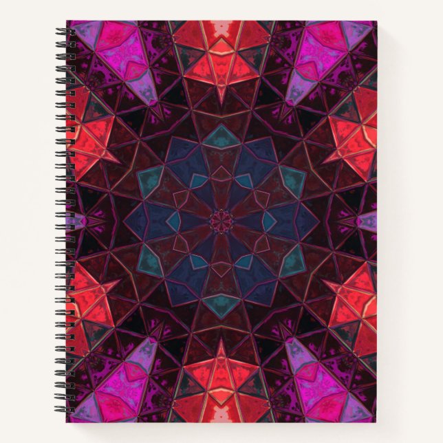Carnet Mosaic Kaleidoscope Fleur violet et rose (Devant)