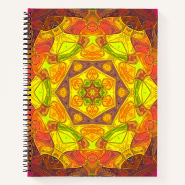 Carnet Mosaic Mandala Fleur Jaune Orange et Violet (Devant)