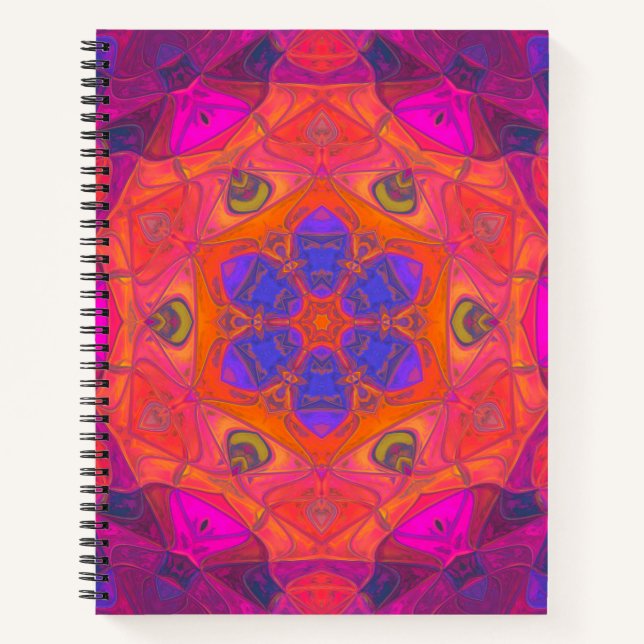 Carnet Mosaic Mandala Fleur orange violet et rose (Devant)