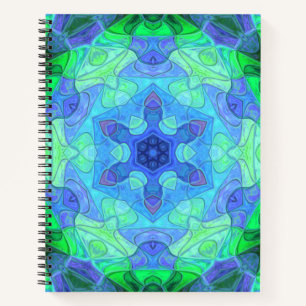 Carnet Mosaic Mandala Flower bleu et vert