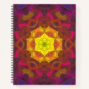 Carnet Mosaic Mandala Flower jaune rose et violet