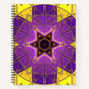 Carnet Mosaic Mandala violet et jaune