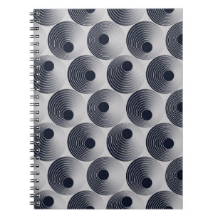 Carnet Mosaïque argent-noir : texture des anneaux concent