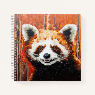 Carnet Mosaïque de peinture Art Décor Panda Rouge
