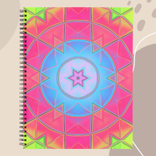 Carnet Mosaïque Kaleidoscope Fleur Bleu rose et jaune