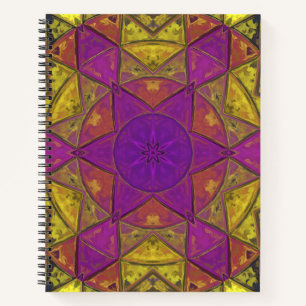 Carnet Mosaïque Kaleidoscope Fleur rose et jaune