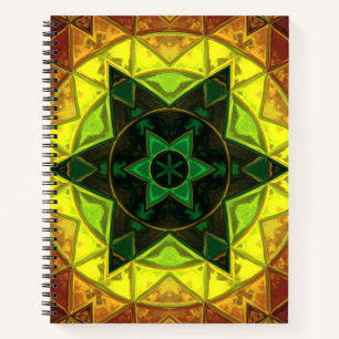Carnet Mosaïque Kaleidoscope Fleur vert et jaune