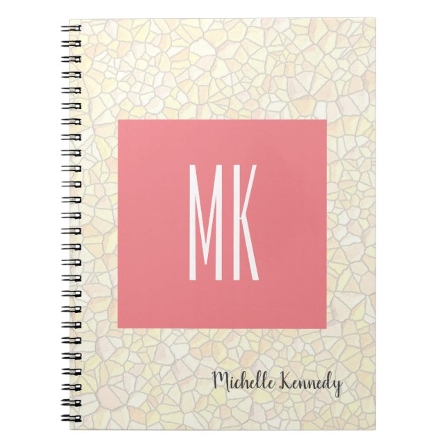 Carnet Mosaïque moderne professionnelle monogrammée rose (Devant)