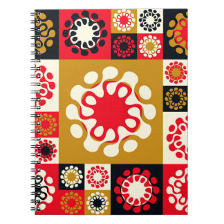 Carnet Mosaïque Rouge Or Asiatique, Style Ethnique.