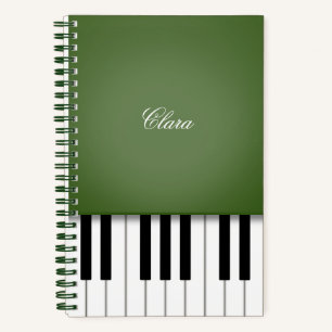 Carnet Moss Green Elegant Piano Clavier Personnalisé