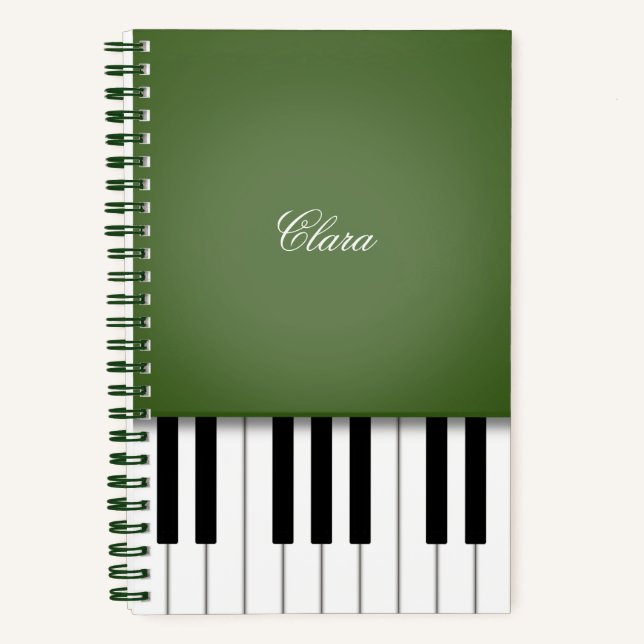 Carnet Moss Green Elegant Piano Clavier Personnalisé (Recto)