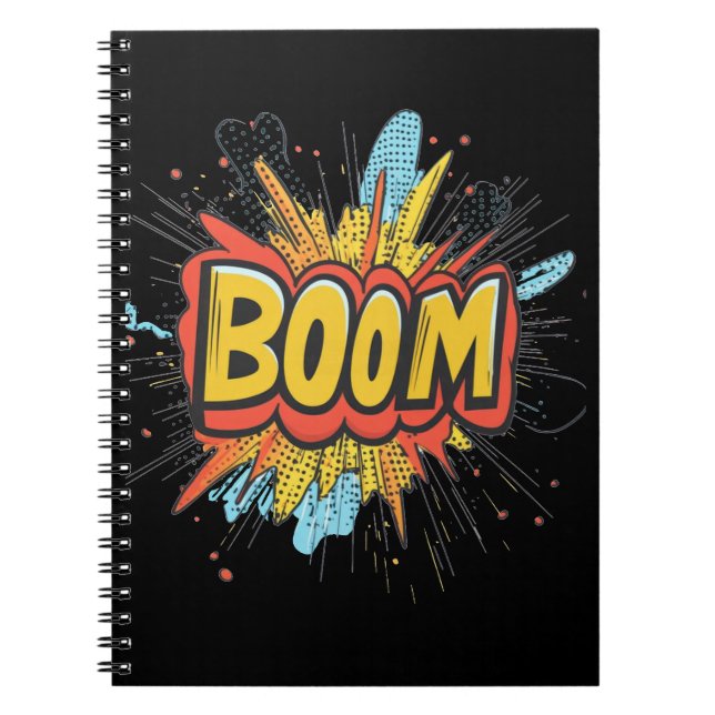 Carnet Mot de couleurs graphiques comiques boom. (Devant)