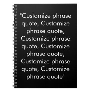 Carnet Mot de texte personnalisé minimaliste noir