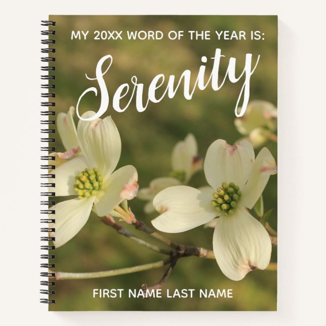 Carnet Mot du année 2018 Sérénité avec fleurs de cornouil (Devant)