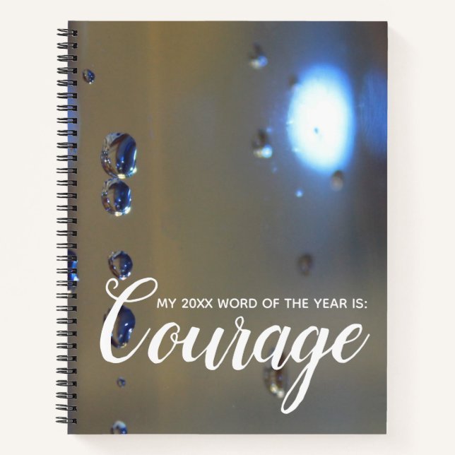 Carnet Mot du courage de l'année 2018 Gouttes d'eau abstr (Devant)