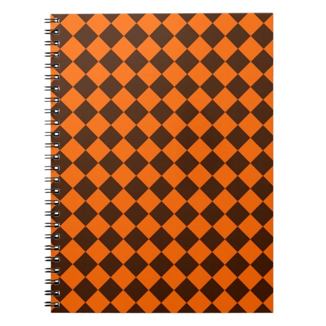 Carnet Motif à carreaux diamant marron orange (Devant)