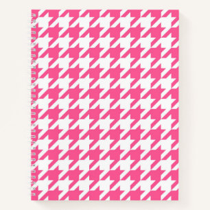 Carnet Motif à carreaux pied-de-poule rose et blanc
