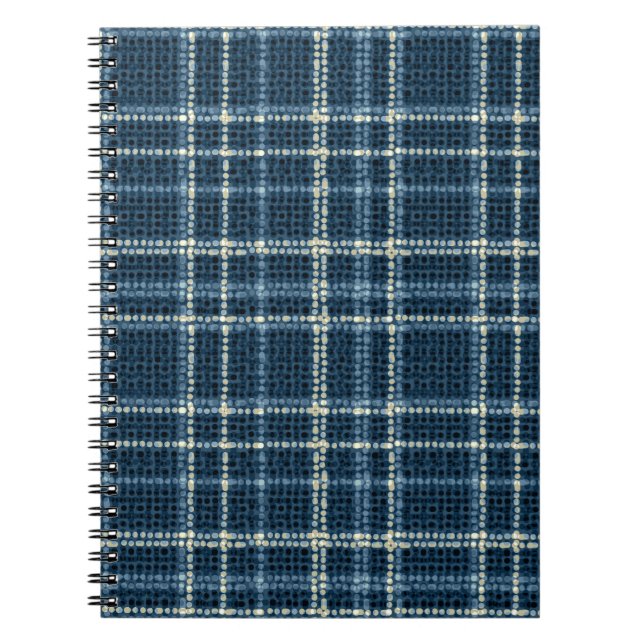 Carnet Motif à carreaux pointillés. Gris-bleu. (Devant)