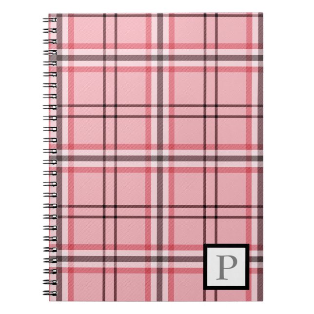 Carnet Motif à carreaux rose et gris chic (Devant)