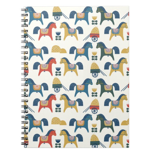 Carnet Motif à cheval inspiré de l'art scandinave.  (Devant)