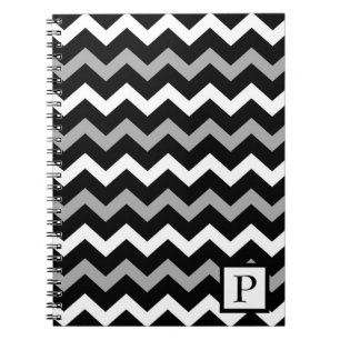 Carnet Motif à chevron noir blanc et gris
