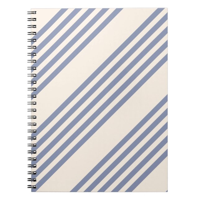 Carnet Motif à cinq rayures bleu-gris et beige (Devant)