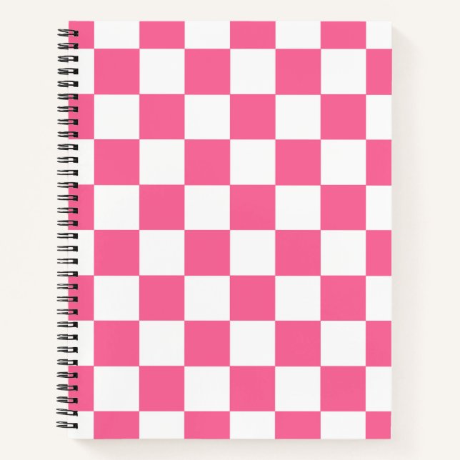 Carnet Motif À damiers chèque rose blanc (Devant)