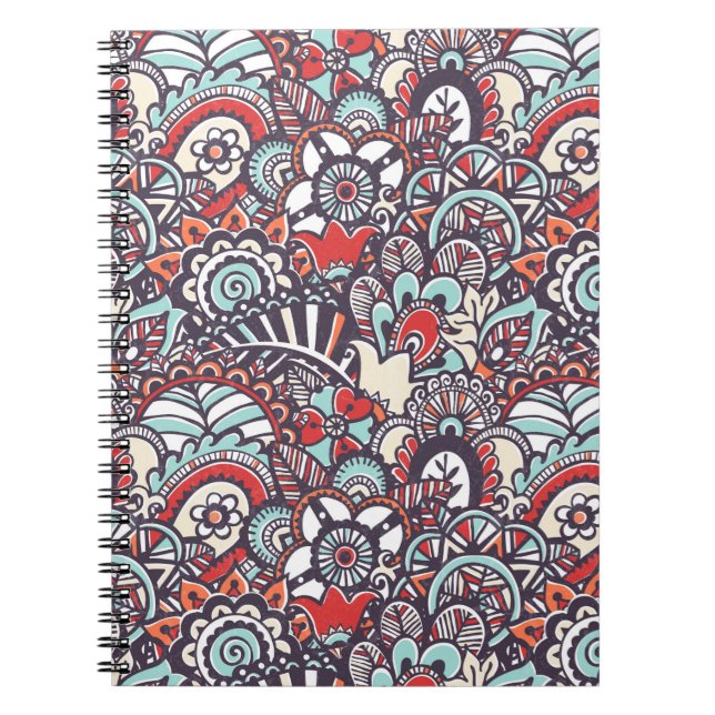 Carnet Motif à doodle floral Paisley (Devant)