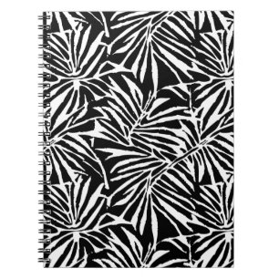 Carnet Motif à feuilles tropicales noir et blanc répétiti